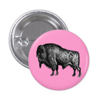 Buffalo American Bison Vintage Wood Engraving Pins