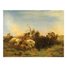 Buffalo Hunt by Wimar, Vintage American West Art Personalized Invites
