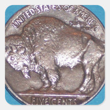 Buffalo Nickel 2 Square Sticker