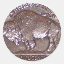 Buffalo Nickel Round Sticker