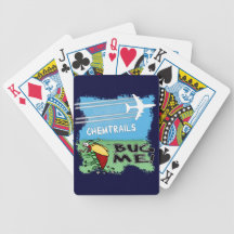 Bug running away from chemtrail plane playing cards