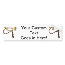 Bugle Horn With Cord Graphic Image Trumpet Design Bumper Sticker