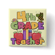 Bugs and Apples 4th Grade Tshirts and Gifts Button