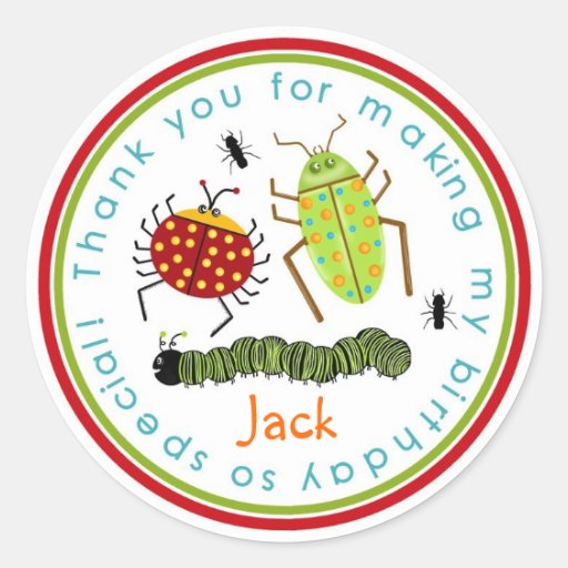 Bugs Insects Ladybugs Ants Birthday Favour Sticker