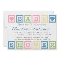 Building Blocks Baby Shower Invitiations (Blue)