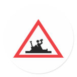 building-site beer warning sign fun round stickers