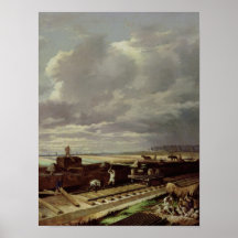 Building Work on a Railway Line, 1871 Print
