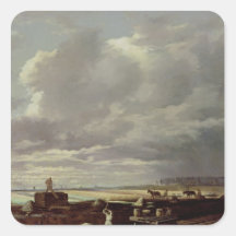 Building Work on a Railway Line, 1871 Square Sticker