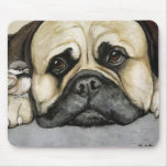 "Bull Mastiff and Baby Bird" Mouse Pad mousepads