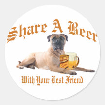 Bull Mastiff Shares A Beer Stickers