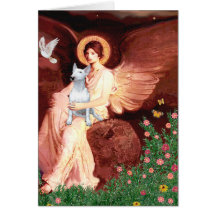 Bull Terrier 1 - Seated Angel Greeting Cards
