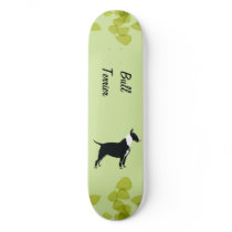 Bull Terrier ~ Green Leaves Design Skate Board Deck