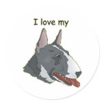 Bull Terrier Head,I Love My stickers