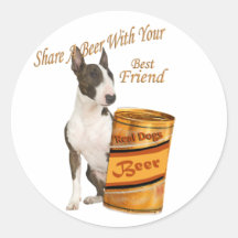Bull Terrier Share A Beer Stickers