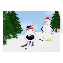 Bull Terrier Winter Scene Greeting Card