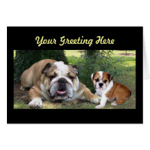 Bulldog Adult and Puppy Greeting Card