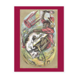 Bulldog and Monkey in Swirling Fight Postcard