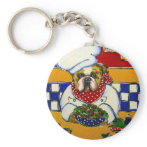 Bulldog Chef Keychain