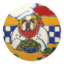 Bulldog Chef Round Stickers