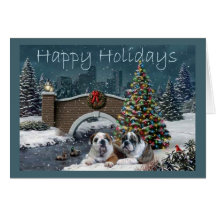Bulldog Christmas Evening Greeting Card
