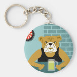 Bulldog Dartboard Beer Bar Keychain