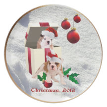 Bulldog Delightfully Cute Dated Christmas Plate