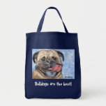 Bulldog Grocery Tote Canvas Bag