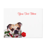Bulldog Maddie Red Rose Valentine Design postcards
