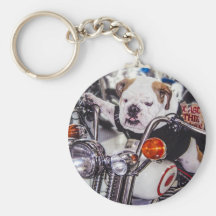 Bulldog on Motorcycle Key Chains
