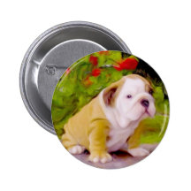 Bulldog puppy art button
