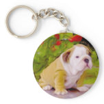 Bulldog puppy art keychain