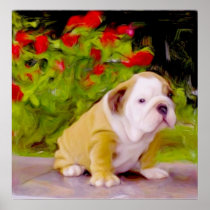 Bulldog puppy art poster