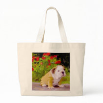 Bulldog puppy art tote bag