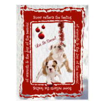 Bulldog Puppy Let It Snow #2 Greeting Postcard