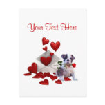 Bulldog Puppy Red Rose Valentine Design postcards