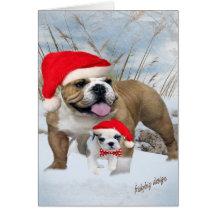 Bulldog with puppy Christmas Card