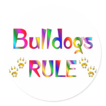 Bulldogs Rule Round Stickers