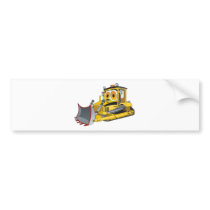 Bulldozer Cartoon Bumper Sticker