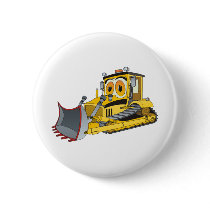 Bulldozer Cartoon Pinback Buttons