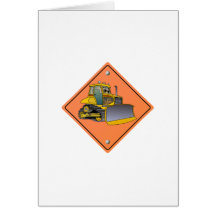 Bulldozer Cartoon Construction Sign Greeting Card