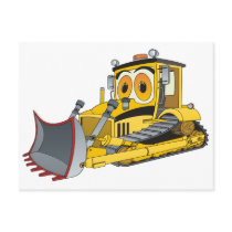 Bulldozer Cartoon Postcard