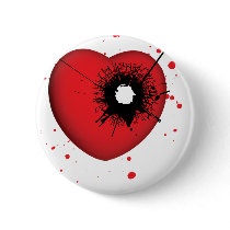 Bullet Hole Heart Pinback Buttons