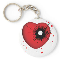 Bullet Hole Heart Keychain