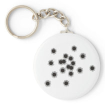 Bullet holes from a rifle or gun, possibly shotgun key chains