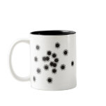 Bullet holes from a rifle or gun, possibly shotgun mugs
