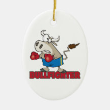 bullfighter funny boxer bull cartoon character christmas tree ornaments