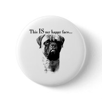 Bullmastiff Happy Face - Button