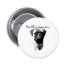 Bullmastiff Happy Face - Button