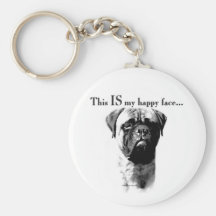 Bullmastiff Happy Face Keychain