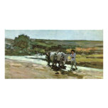 Bullock Cart In The Ford By Grigorescu Nicolae Custom Photo Card